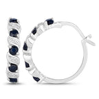 1.28 Carat Genuine Blue Sapphire and White Topaz .925 Sterling Silver Earrings