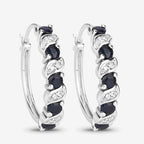 1.28 Carat Genuine Blue Sapphire and White Topaz .925 Sterling Silver Earrings