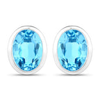 4.00 Carat Genuine Swiss Blue Topaz .925 Sterling Silver Earrings