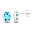 4.00 Carat Genuine Swiss Blue Topaz .925 Sterling Silver Earrings