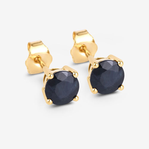 1.70 Carat Genuine Blue Sapphire 10K Yellow Gold Earrings