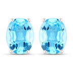 4.00 Carat Genuine Swiss Blue Topaz .925 Sterling Silver Earrings