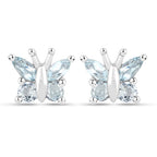 18K White Gold Plated 1.12 Carat Genuine Blue Topaz .925 Sterling Silver Earrings