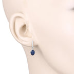 1.95 Carat Genuine Blue Sapphire and White Diamond 10K White Gold Earrings