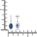 1.95 Carat Genuine Blue Sapphire and White Diamond 10K White Gold Earrings