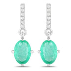 1.49 Carat Genuine Zambian Emerald and White Diamond 10K White Gold Earrings