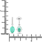 1.49 Carat Genuine Zambian Emerald and White Diamond 10K White Gold Earrings