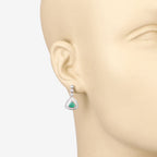 1.39 Carat Genuine Zambian Emerald and White Diamond 14K White Gold Earrings