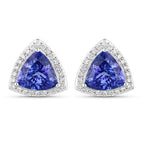 4.62 Carat Genuine Tanzanite and White Diamond 14K White Gold Earrings
