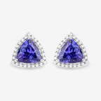 4.62 Carat Genuine Tanzanite and White Diamond 14K White Gold Earrings