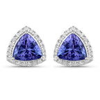 3.82 Carat Genuine Tanzanite and White Diamond 14K White Gold Earrings