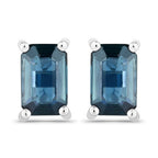 0.80 Carat Genuine Blue Sapphire 14K White Gold Earrings