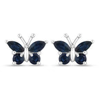 0.61 Carat Genuine Blue Sapphire .925 Sterling Silver Earrings