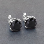 5.41 Carat Genuine Black Diamond 14K White Gold Earrings