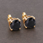 4.12 Carat Genuine Black Diamond 14K Yellow Gold Earrings