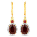 6.98 Carat Dyed Ruby and White Diamond .925 Sterling Silver Earrings