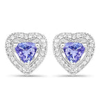 1.18 Carat Genuine Tanzanite & White Topaz .925 Sterling Silver Earrings