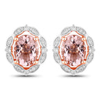 3.52 Carat Genuine Morganite and White Diamond 14K Rose Gold Earrings