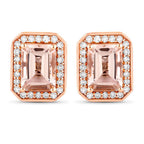 1.82 Carat Genuine Morganite and White Diamond 14K Rose Gold Earrings