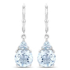 7.52 Carat Genuine Baby Swiss Blue Topaz and Blue Topaz .925 Sterling Silver Earrings