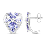 2.97 Carat Genuine Tanzanite & White Topaz .925 Sterling Silver Earrings