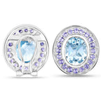 6.30 Carat Genuine Blue Topaz and Tanzanite .925 Sterling Silver Earrings