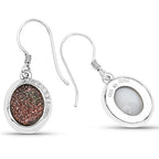 4.72 Carat Genuine Copper Bloom Drusy and White Topaz .925 Sterling Silver Earrings