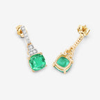 2.72 Carat Genuine Ethiopian Emerald and White Diamond 14K Yellow Gold Earrings