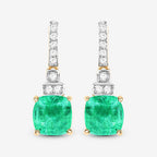 2.72 Carat Genuine Ethiopian Emerald and White Diamond 14K Yellow Gold Earrings