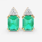 2.87 Carat Genuine Ethiopian Emerald and White Diamond 14K Yellow Gold Earrings