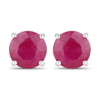0.86 Carat Genuine Ruby 14K White Gold Earrings