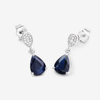 2.76 Carat Genuine Blue Sapphire and White Diamond 10K White Gold Earrings