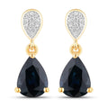 2.76 Carat Genuine Blue Sapphire and White Diamond 10K Yellow Gold Earrings