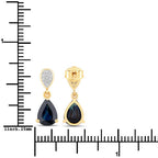2.76 Carat Genuine Blue Sapphire and White Diamond 14K Yellow Gold Earrings