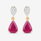 2.46 Carat Genuine Ruby and White Diamond 10K Yellow Gold Earrings
