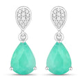 2.28 Carat Genuine Zambian Emerald and White Diamond 10K White Gold Earrings