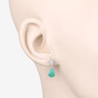 2.28 Carat Genuine Zambian Emerald and White Diamond 10K White Gold Earrings