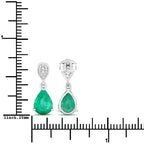 2.28 Carat Genuine Zambian Emerald and White Diamond 14K White Gold Earrings