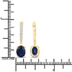 3.24 Carat Genuine Blue Sapphire and White Diamond 14K Yellow Gold Earrings
