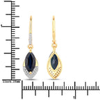 2.79 Carat Genuine Blue Sapphire and White Diamond 14K Yellow Gold Earrings