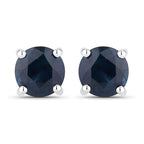 1.30 Carat Genuine Blue Sapphire 14K White Gold Earrings