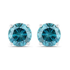 0.81 Carat Genuine Blue Diamond 14K White Gold Earrings