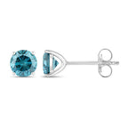 0.81 Carat Genuine Blue Diamond 14K White Gold Earrings