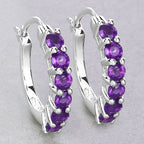 1.20 Carat Genuine Amethyst .925 Sterling Silver Earrings