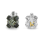 2.91 Carat Genuine Green Amethyst, White Sapphire & Green Diamond .925 Sterling Silver Earrings