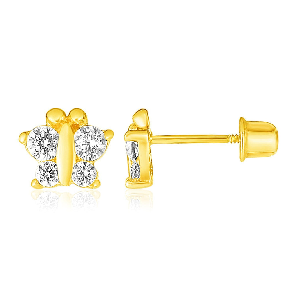14k Yellow Gold Butterfly Children's Earrings
