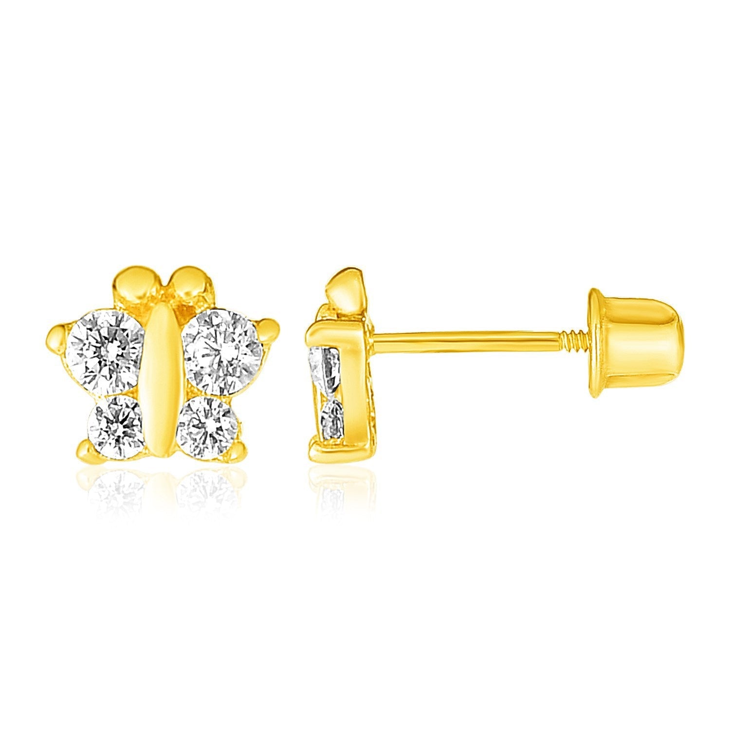 14k Yellow Gold Butterfly Children's Earrings
