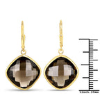 21.40 Carat Genuine Smoky Quartz .925 Sterling Silver Earrings