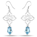 12.14 Carat Genuine Swiss Blue Topaz .925 Sterling Silver Earrings