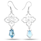 12.14 Carat Genuine Swiss Blue Topaz .925 Sterling Silver Earrings